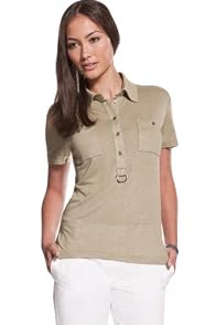 Short Sleeve Slubby Linen Blend Double Pocket Polo