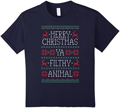 Kids Merry Christmas Ya Filthy Animal T-Shirt 4 Navy