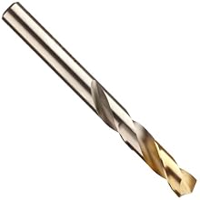 Dormer A022 High-Speed Steel Stub Drill Bit, Bright Finish with TiN-Coated Tip, Round Shank, Spiral Flute, 135 Degree Point Angle