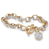Heart Charm 18k Gold over Sterling Silver Bracelet 7 1 4