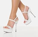 5 1/2 Inch Stiletto Heel Platform Sandal Sexy Women's White Shoes