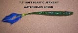 7.5 Soft Plastic Jerkbait - (8 count) Watermelon Green with various tail colors