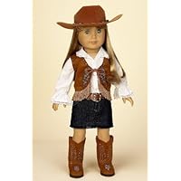 Cowgirl Outfit with Denim Skirt, COMPLETE Outfit, Fits 18 Dolls Like American Girl®