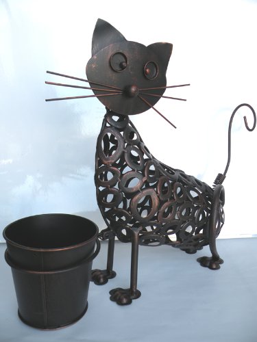 Handmade-Antique Brass Handcrafted Figurine Cat w/Plant Can-Gorgesous,Elegant and Attractive for Outdoor or Indoor.Beautiful Rooster 14