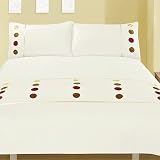 Circles Complete Duvet Cover Set, Cream/Red/Chocolate, Double