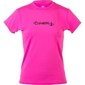 O'Neill Wetsuits Women's Basic Skins Short Sleeve Rash Tee, Fox Pink, Medium