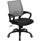Gray Mesh Office Chair with Black Leather Seat [CP-B176A01-GRAY-GG]