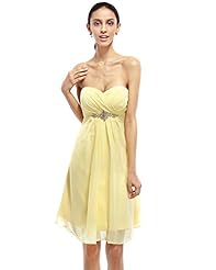 A-line Strapless Knee Length Sweetheart Lace Beaded Chiffon Empire   Waistline Bridesmaid Dress 