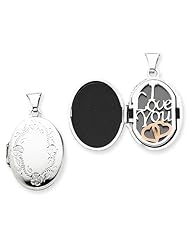 Sterling Silver Floral 21mm Oval Locket