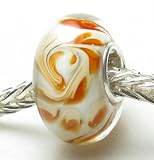(Free Shipping).925 Stamped Sterling Silver Core Cinnamon Roll Murano Glass Bead Fits Pandora Chamilia Biagi Trollbeads Bracelets