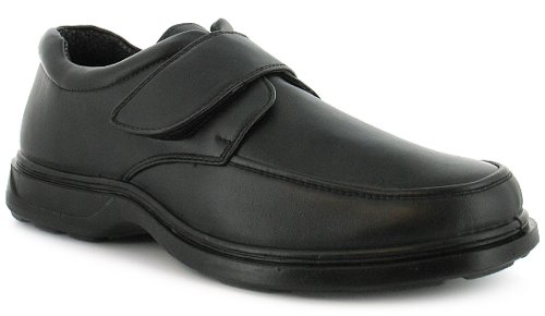 New Mens/Gents Velcro Fastening Comfort Fit Shoes. Wider Fitting. - Black - UK 8