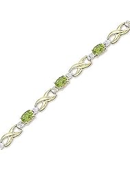 14kt Yellow Gold Oval Peridot and Diamond Bracelet