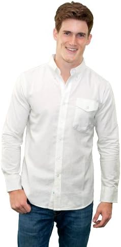 Criquet Shirts Men's Long Sleeve Button Down Solid Shirt Large White