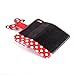 Yakamoz Lovely Cute Black Red Bow Bowkot Polka Dot Leather Flip Wallet Stand Case with Card Slots for Apple iPhone 5 5S with Free Screen Protector & Stylus Pen