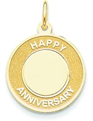 14K Yellow Gold Happy Anniversary Engravable Charm
