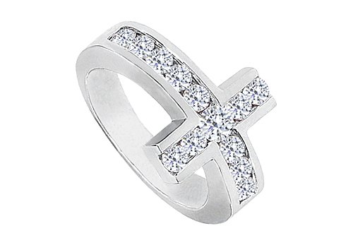 white gold wedding ring with cross