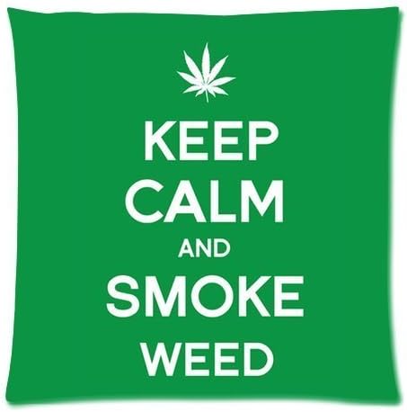 Generic Personalized Marijuana Weed Leaf Keep Calm and Smoke Weed for Zippered Throw Pillowcase 18x18 inches (one sides) by Momentum Art