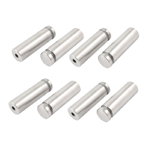 uxcell 8 Pcs 19mm x 60mm Stainless Steel Screw Nail Glass Standoff Pin Clamp