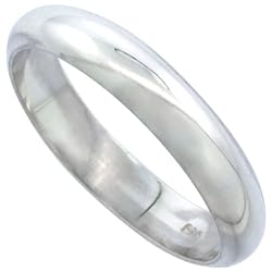Sterling Silver 4 mm ( 3/16 in. ) Wedding Band / Thumb Ring