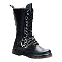 MENS SIZING Calf Boots Combat Gothic Boots Lace Up Brass Knuckles Chains