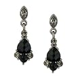 Vintage Black-Diamond Crystal Drop Earrings