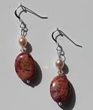 Pink Jasper with Freshwater Pearl and Swarovski Crystal w/Gift Box