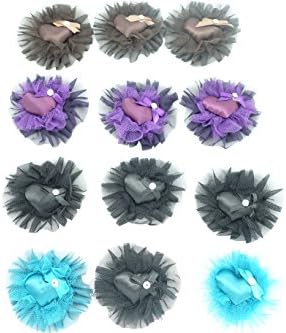 Barrettes with Chiffon, Ribbon and Heart (12 pcs)