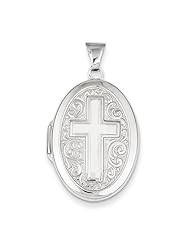 Sterling Silver 26mm Oval Cross Locket. Metal Wt- 2.56g