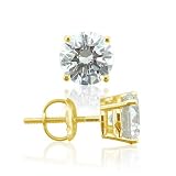 18k Yellow or White Gold 4-Prong Diamond Stud Earrings (F-G, VS2, 1.50 cttw)-Certificate of Authenticity