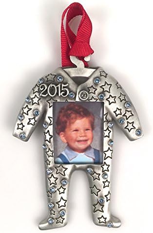 2023 Baby Boy Photo Christmas Ornament Pewter with Sapphire Color Austrian Crystals Made in USA