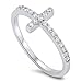 CloseoutWarehouse Cubic Zirconia Christian Sideway Cross Ring Sterling Silver Size 6