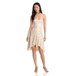 BCBGMAXAZRIA Women’s Bryleigh Strapless Sequin Lace Dress, White Combo, 2