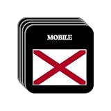 US State Flag - MOBILE, Alabama (AL) Set of 4 Mini-Mousepad Coasters