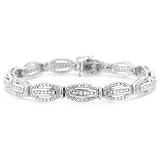 1.00 Carat Diamond Sterling Silver Bracelet - 7"