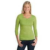 District Threads Junior Ladies 3/4-Sleeve Perfect Weight Scoop Henley
