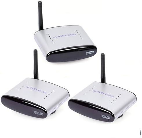 Generic 2.4GHz Wireless AV Audio Video Sender DVD,DVR.CCD 1 Transmitter 2 Receivers Color Grey