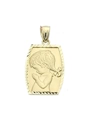 14K Gold Pendant Praying Girl Yellow Gold Pendant, 0.5" X 1"