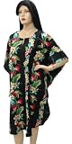 Hot Black Flower Print Stylish Caftan Tunic Cover up Kaftan