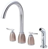 Danze D414854CSN Sonora Double-Handle Kitchen Faucet with Lever Handles and Spray, Chrome and Satin Nickel