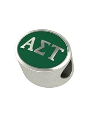 Alpha Sigma Tau Enamel Sorority Bead Charm Fits Most European Style Bracelets. High Quality Bead in Stock for Fast Shipping