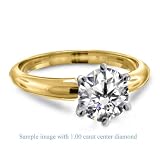 Six Prong Pre-Set Round Diamond Solitaire Ring In 18K Yellow Gold ( Color H , Clarity SI2 ) (1/3 ct. t.w.)