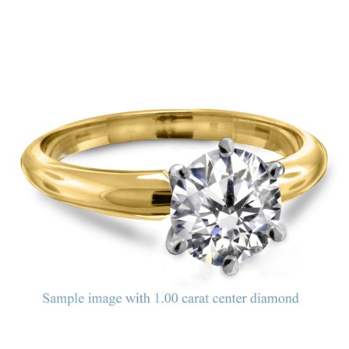 Six Prong Pre-Set Round Diamond Solitaire Ring In 18K Yellow Gold ( Color H , Clarity SI2 ) (1/4 ct. t.w.)