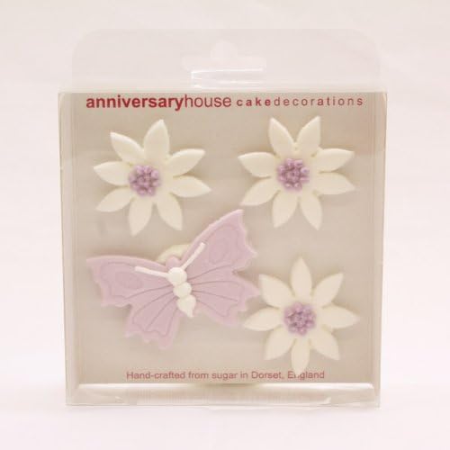Lilac Butterfly and Daisy's Sugarcraft Cake Toppers/ Decorations