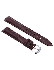 16mm Unisex Genuine Leather Watch Band Strap Bracelet Dark Brown Fashion