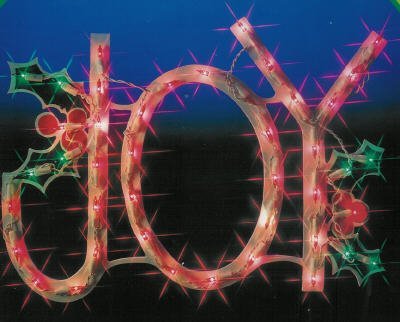 18″ Lighted “JOY” with Holly Berries Christmas Window Silhouette Decoration
