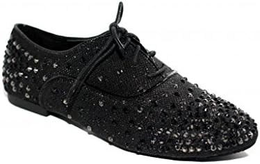 French Kiss Trendy Bejewled Tennis Shoe Black 7
