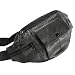 Snap Front Black Leather Waist Fannie Pack Belt Bag