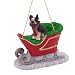 AMERICAN ESKIMO Dog rides on a SLEIGH Christmas Ornament SLD83
