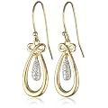 18k Yellow Gold Plated Sterling Silver Two-Tone Teardrop Dangle Earrings