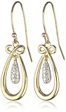 18k Yellow Gold Plated Sterling Silver Two-Tone Teardrop Dangle Earrings